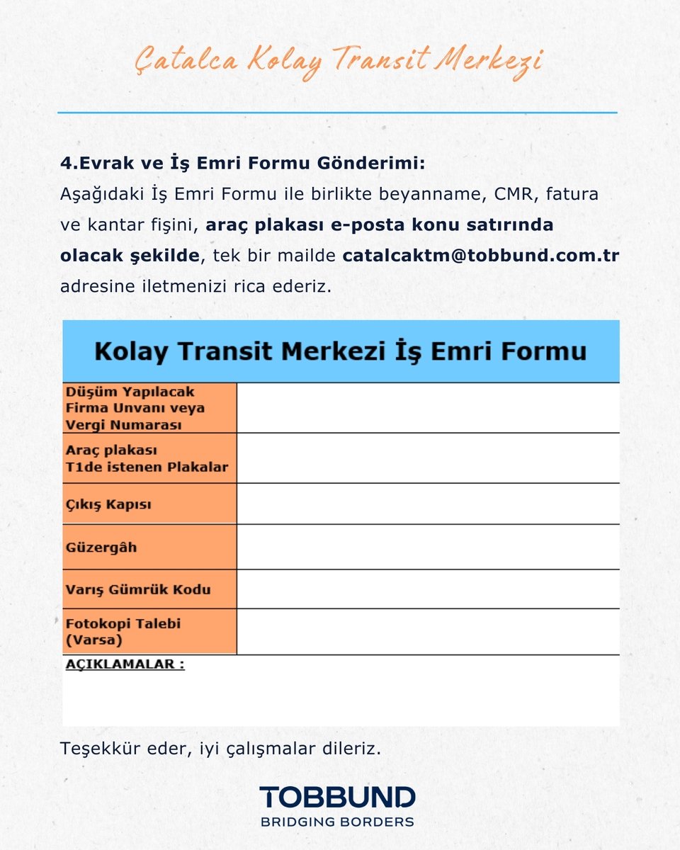 📣 Önemli duyuru / Important announcement

#tobbund #bridgingborders #ktm #kolaytransitmerkezi #çatalcaktm