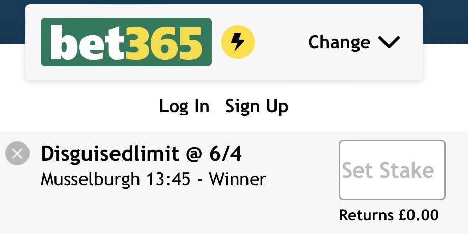 NAP 🐎

1:45 MUSSELBURGH 
DISGUISEDLIMIT

1.50 UNIT WIN @ 6/4 💷