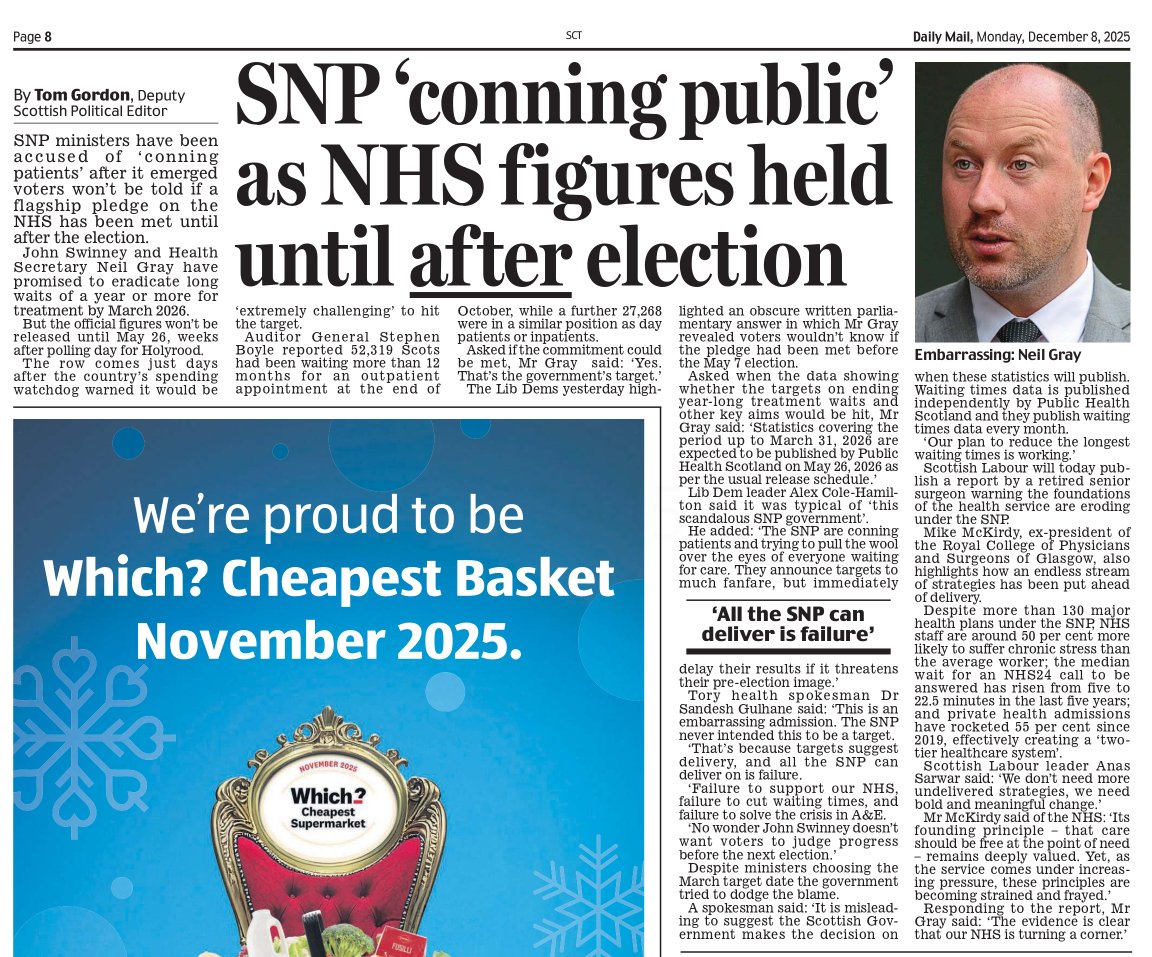 Remember the time that the SNP delayed the OECD education report until after the 2021 Holyrood election?

Well, they are now doing the same with an NHS report which is being delayed until after the 2026 Holyrood election.

What a bunch of charlatans.