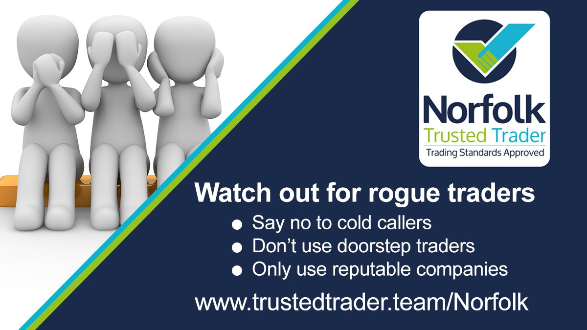 Minimise your risk, use a Trading Standards Trusted Trader or similar if available.
trustedtrader.team/Norfolk/
#Norfolk #TrustedTrader #TradingStandards #Approved
