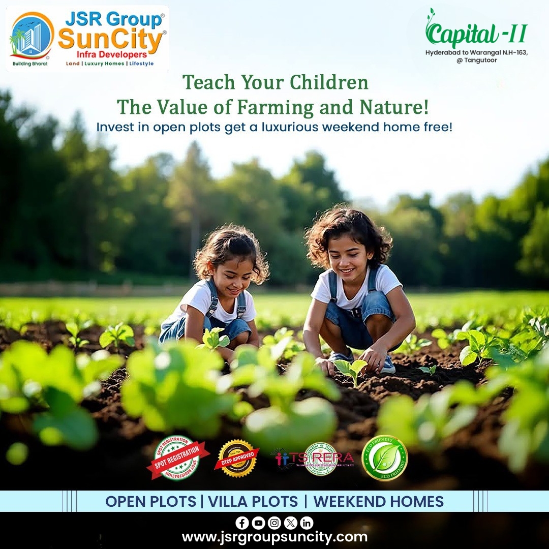 jsrgroup2's tweet image. Teach Your Children the Value of Farming and Nature 🌱
Give your family more than just land—give them experiences that matter. At Capital–II Venture by JSR Group Suncity, investing in premium open plots also gives you access to a luxurious weekend home.
#OpenPlotsForSale #plots