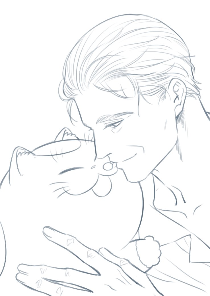 おじさまと猫16巻のアニメイト書店特典の制作画像です。 最初に1枚の