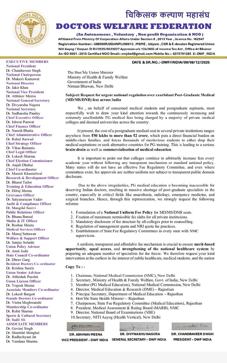 DOCTORS WELFARE FEDERATION tweet media