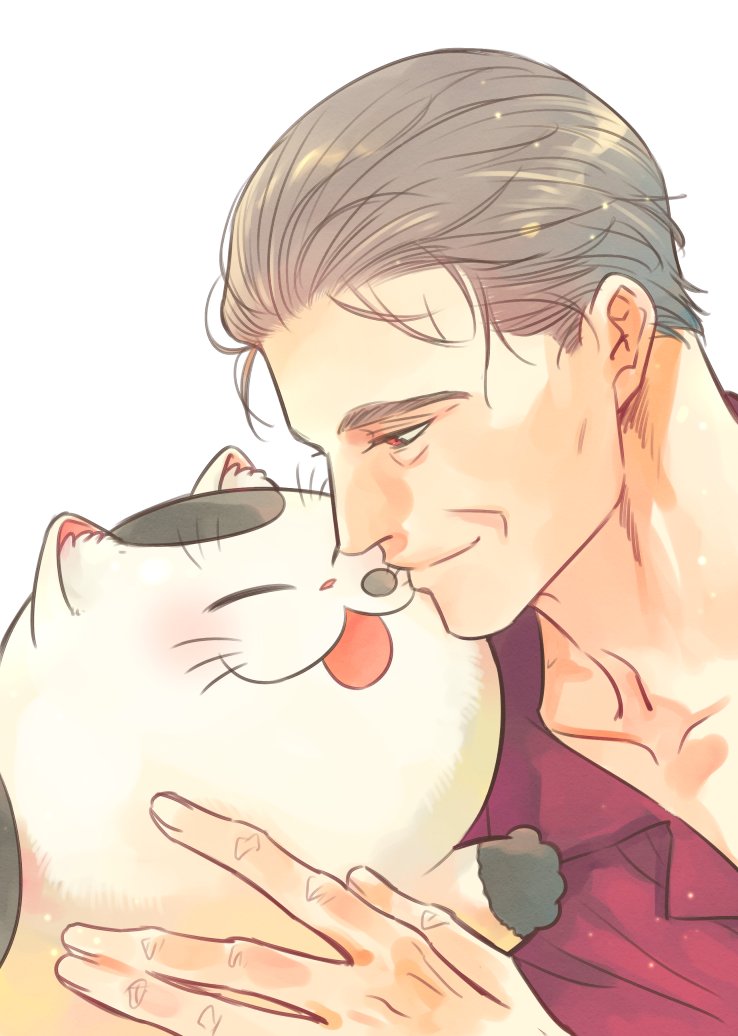 おじさまと猫16巻のアニメイト書店特典の制作画像です。 最初に1枚の