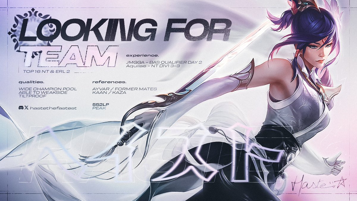 LFT - TOP

Looking at my options for 2026, in LFL3 or ERL2.

Feel free to contact me for additional info.

❤️ &amp; 🔄 appreciated.

op.gg/fr/lol/summone…