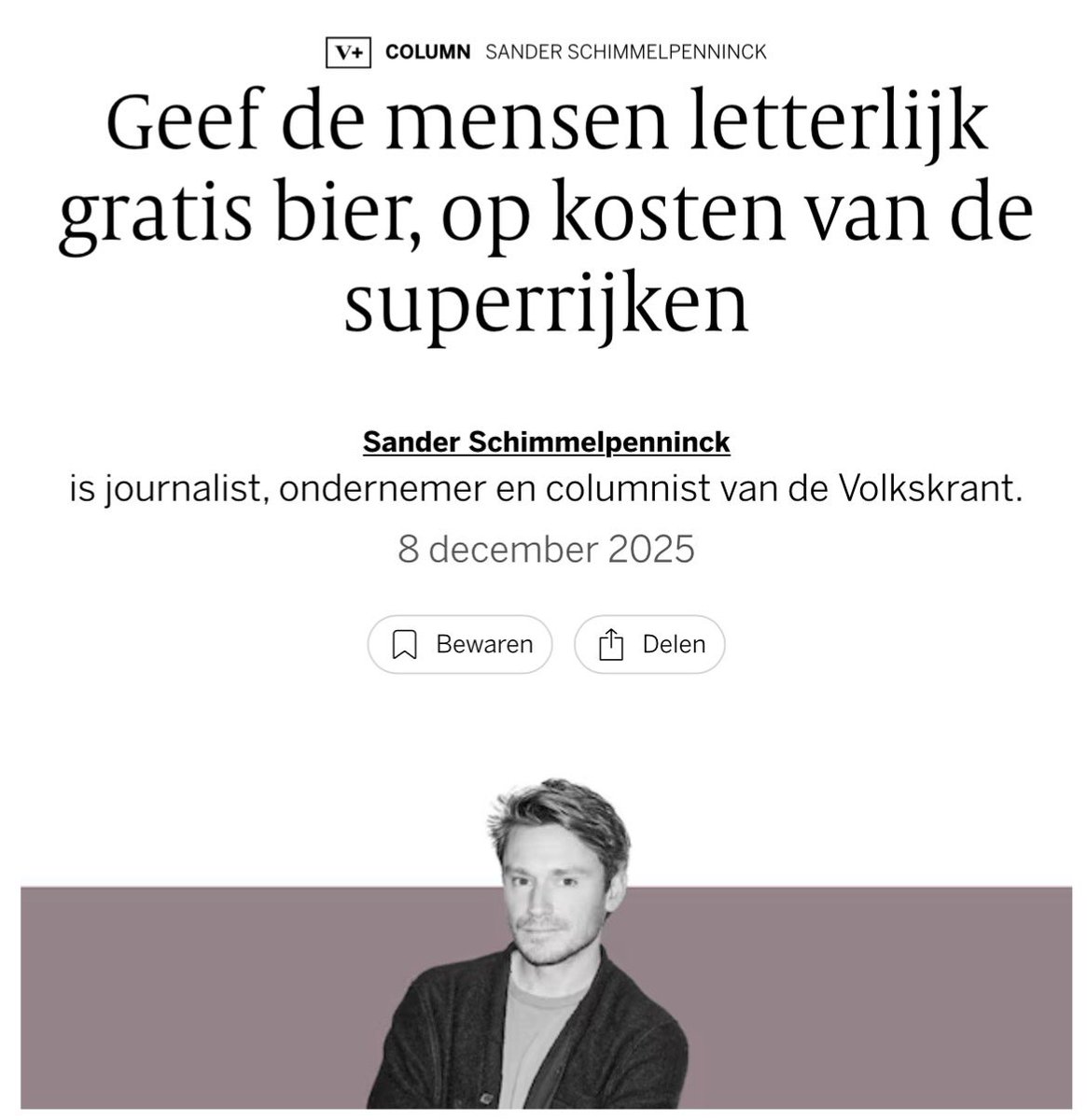 “We zitten in de absurde situatie dat wie pleit voor een lagere belastingdruk op lagere en middeninkomens, het verwijt krijgt de gewone man te willen pakken.”
archive.ph/08Er4