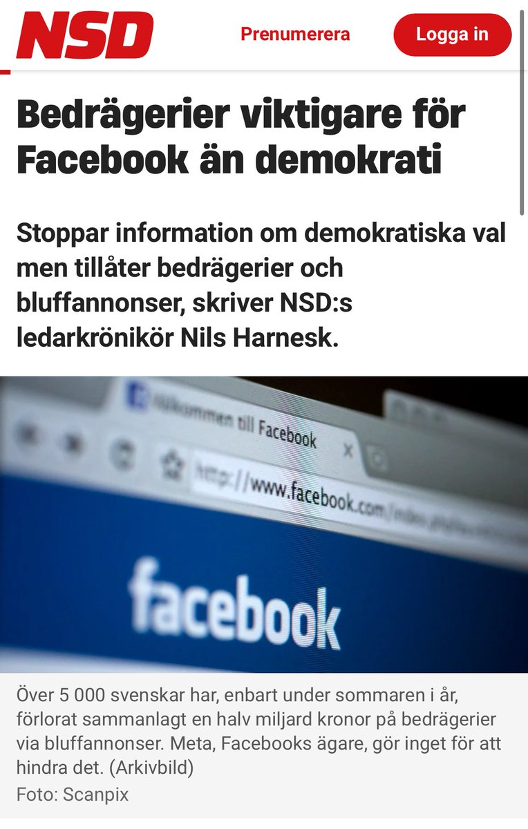 HacklinPekka's tweet image. Sosiaalidemokraattinen NSD lehti nostaa esiin Facebookin ongelmat. Poliittiset mainokset on palvelussa kokolailla mahdottomia, mutta petokset kyllä onnistuu. Komissiolle tämä ilmeisesti helt okej-hommaa…