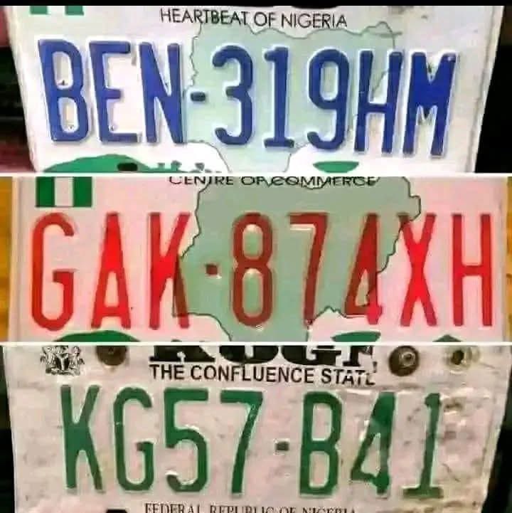 What does each color of these Number plates represent?