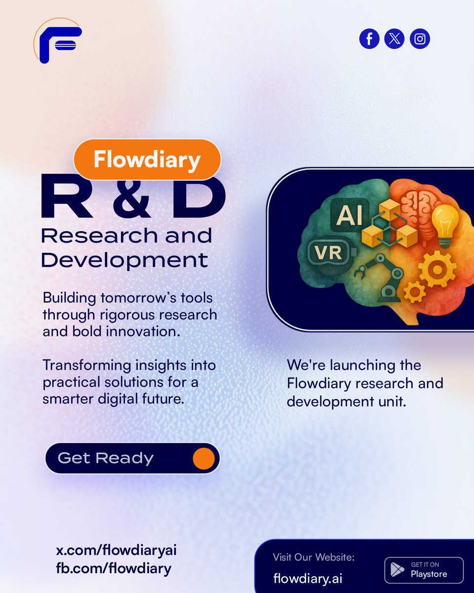 🏆💡 We are excited to launch Flowdiary R&amp;D, our new innovation engine built to push the boundaries of technology across Africa and beyond. It will drive bold ideas in:

🧠 AI
🌐 Blockchain
🎥 AR/VR
📡 IoT
🤖 Robotics