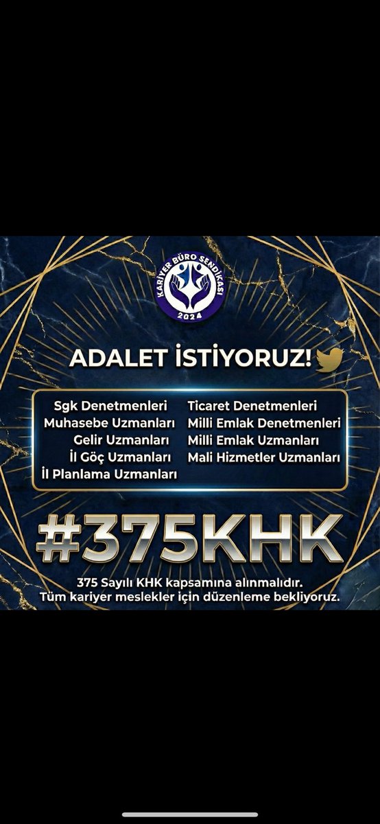 Kariyer mesleklerin tümünü kapsayan bir duzenleme bekliyoruz. #375KHK