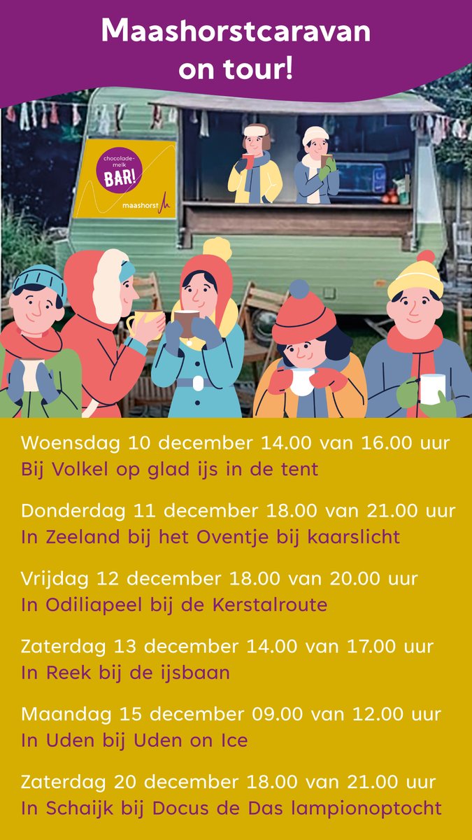 Gem_Maashorst's tweet photo. De Maashorstcaravan gaat op tour! 🚐✨ 

In december bezoeken we alle kernen tijdens winterse activiteiten. Kom langs voor gratis warme chocomelk en iets lekkers! ☕🍪 https://t.co/zPnczHU5r8