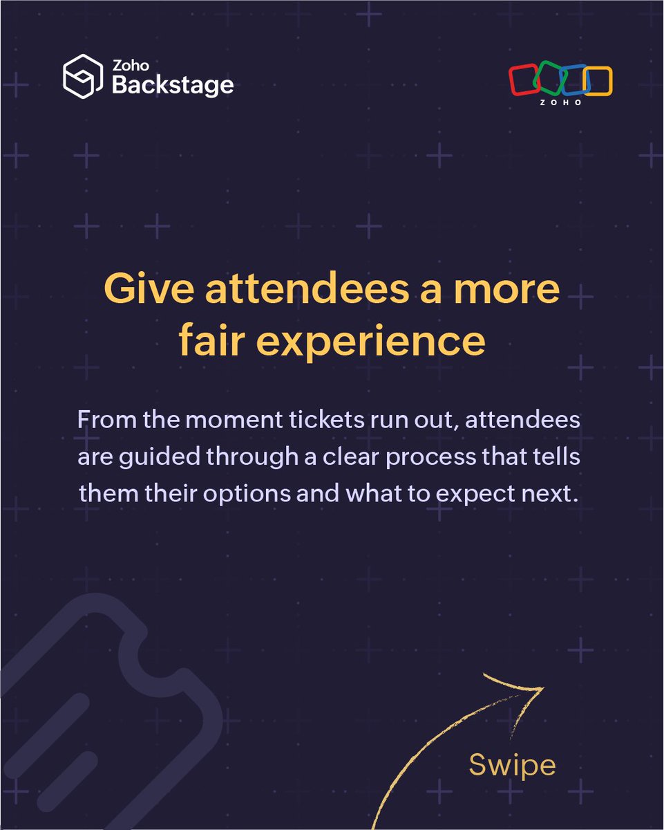 ZohoBackstage's tweet image. Selling out doesn’t have to mean shutting down. 🎟️

Keep the demand alive, capture every interested attendee, and turn “sold out” into your biggest success story yet. Swipe to discover the power of ticket waitlists! 👇

🔗 Learn more: zurl.co/vxGmZ