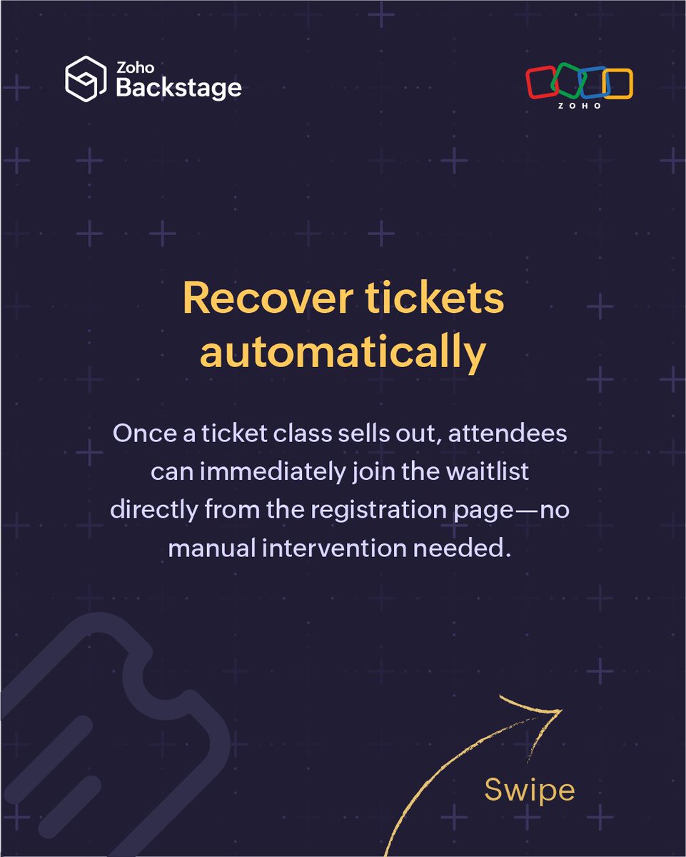 ZohoBackstage's tweet image. Selling out doesn’t have to mean shutting down. 🎟️

Keep the demand alive, capture every interested attendee, and turn “sold out” into your biggest success story yet. Swipe to discover the power of ticket waitlists! 👇

🔗 Learn more: zurl.co/vxGmZ