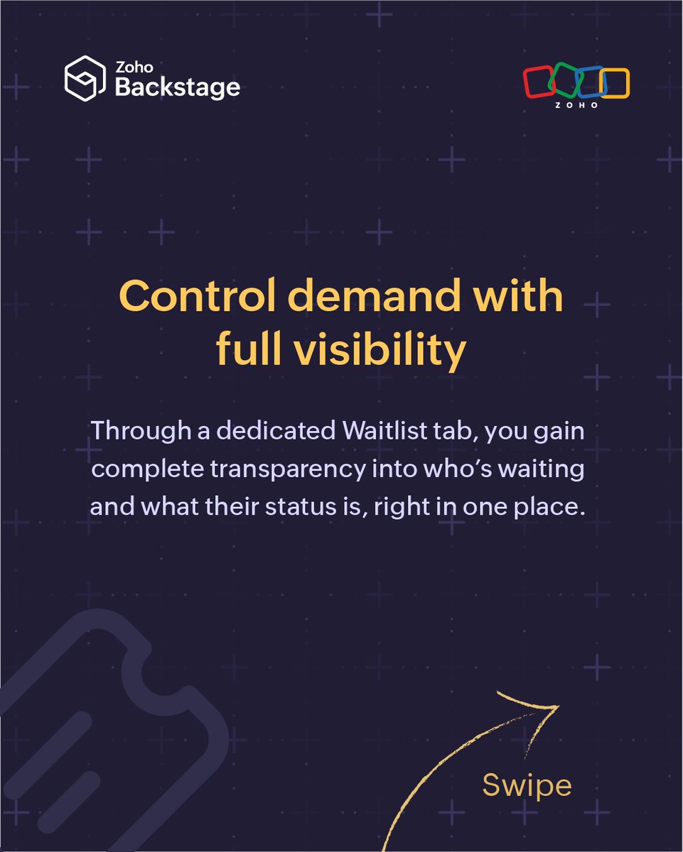 ZohoBackstage's tweet image. Selling out doesn’t have to mean shutting down. 🎟️

Keep the demand alive, capture every interested attendee, and turn “sold out” into your biggest success story yet. Swipe to discover the power of ticket waitlists! 👇

🔗 Learn more: zurl.co/vxGmZ