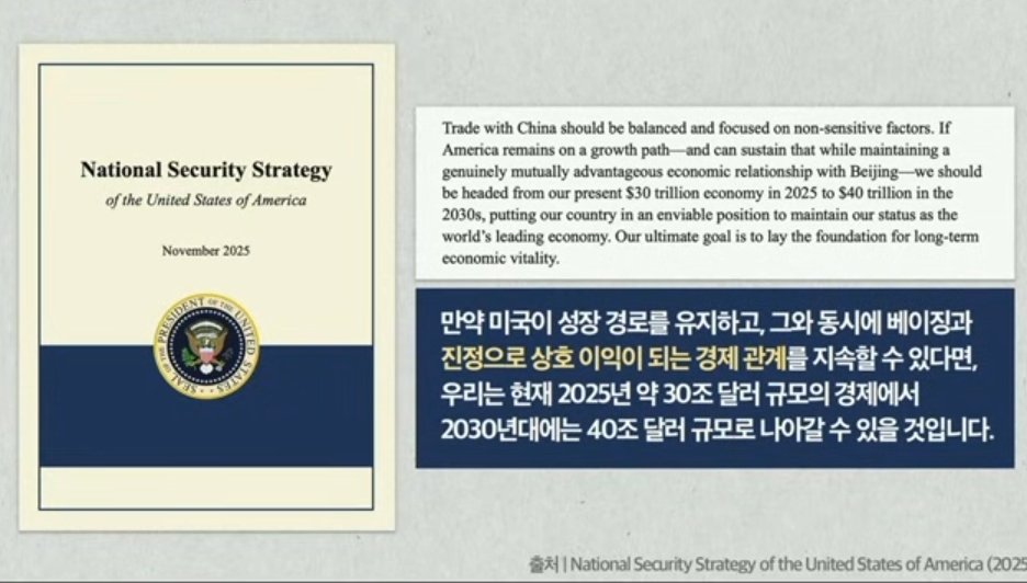 미국 NSS 보고서 요약.
중국과 경제 협력 확대.
한국과 안보 협력 확대. 한국을 모범동맹 으로 선언하며 확실한 대우를 약속.
일본에 대한 언급은 없음.