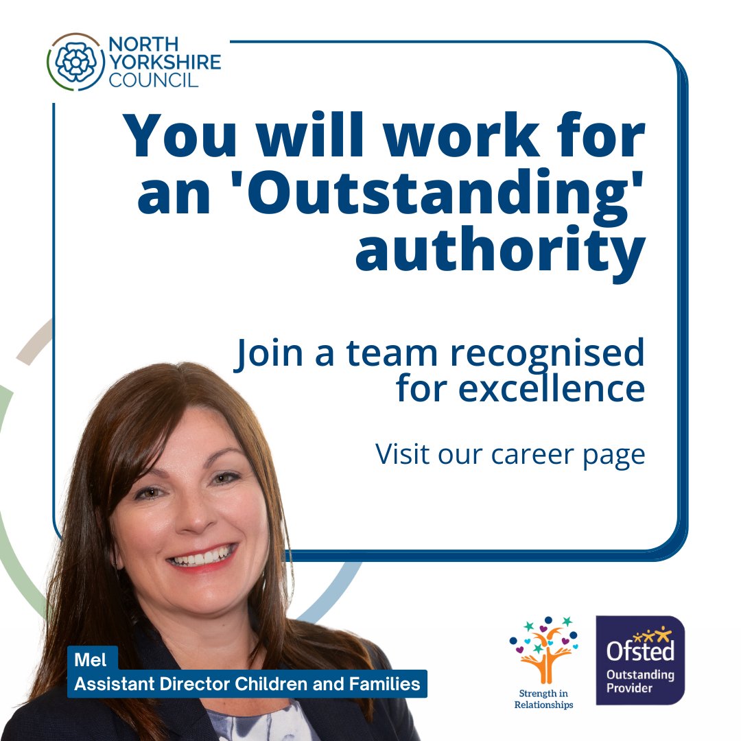 Are you looking for a rewarding career that makes a lasting impact on children and young people?

Join Team North Yorkshire. Visit rebrand.ly/pdi0tgm

#CYPSCareers #NorthYorkshireCouncil #JoinOurTeam #MakeADifference