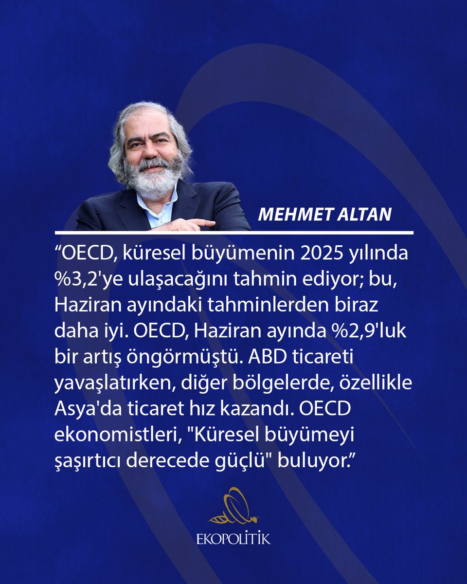 🖇️"Amerika Birleşik Devletleri (ABD) ile dünyanın geri kalanı arasındaki mal ve hizmet ticareti ikinci çeyrekten itibaren düşüşe geçti ama bu düşüş Güneydoğu Asya ülkeleri ve Hindistan'ın dinamizmi tarafından telafi edildi. Hatta 2026 ve 2027 yıllarında küresel ticaretin