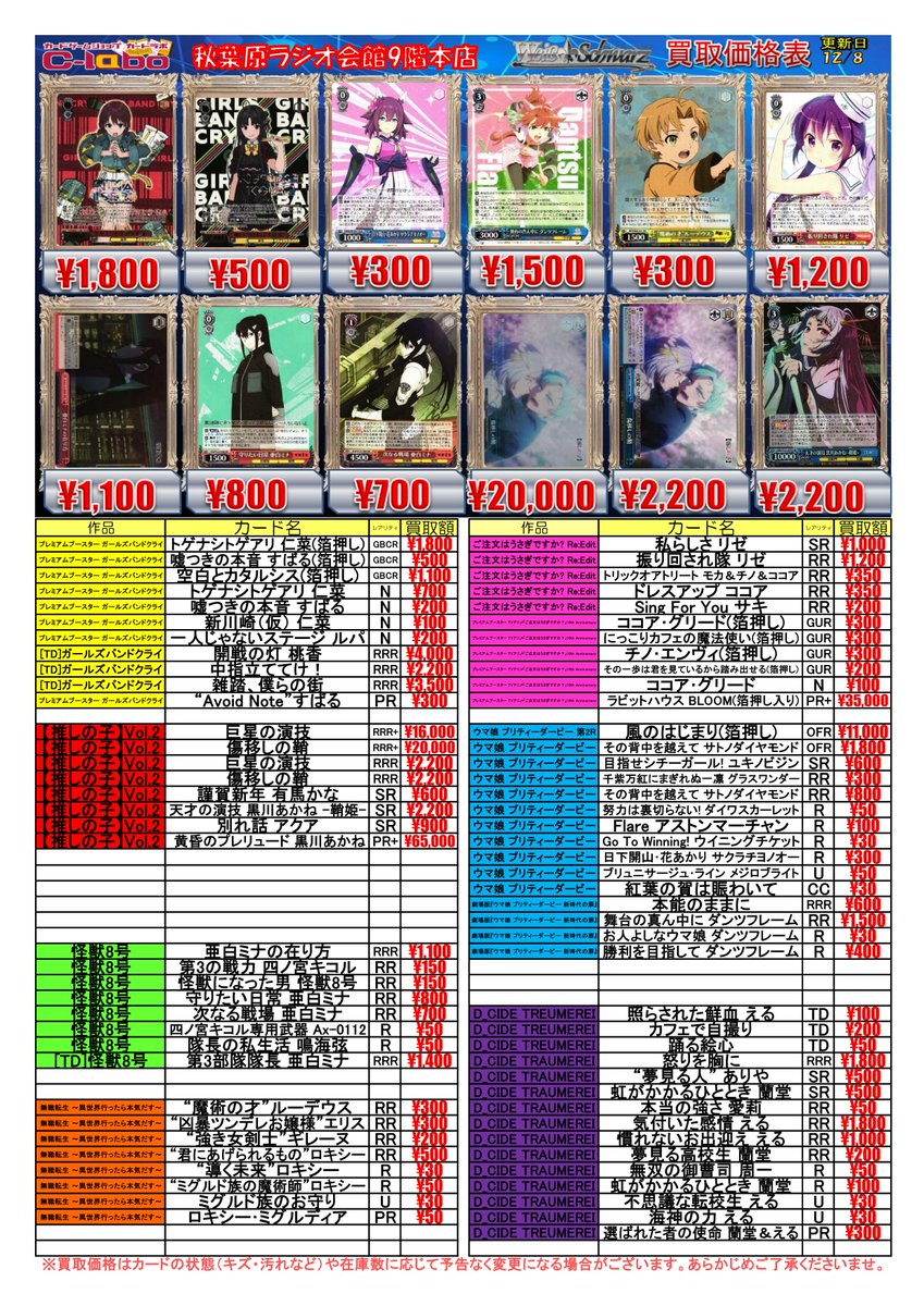 ◇ #ヴァイスシュヴァルツ 買取情報◇ 精神操作の吐息 アウラ OLR 1600