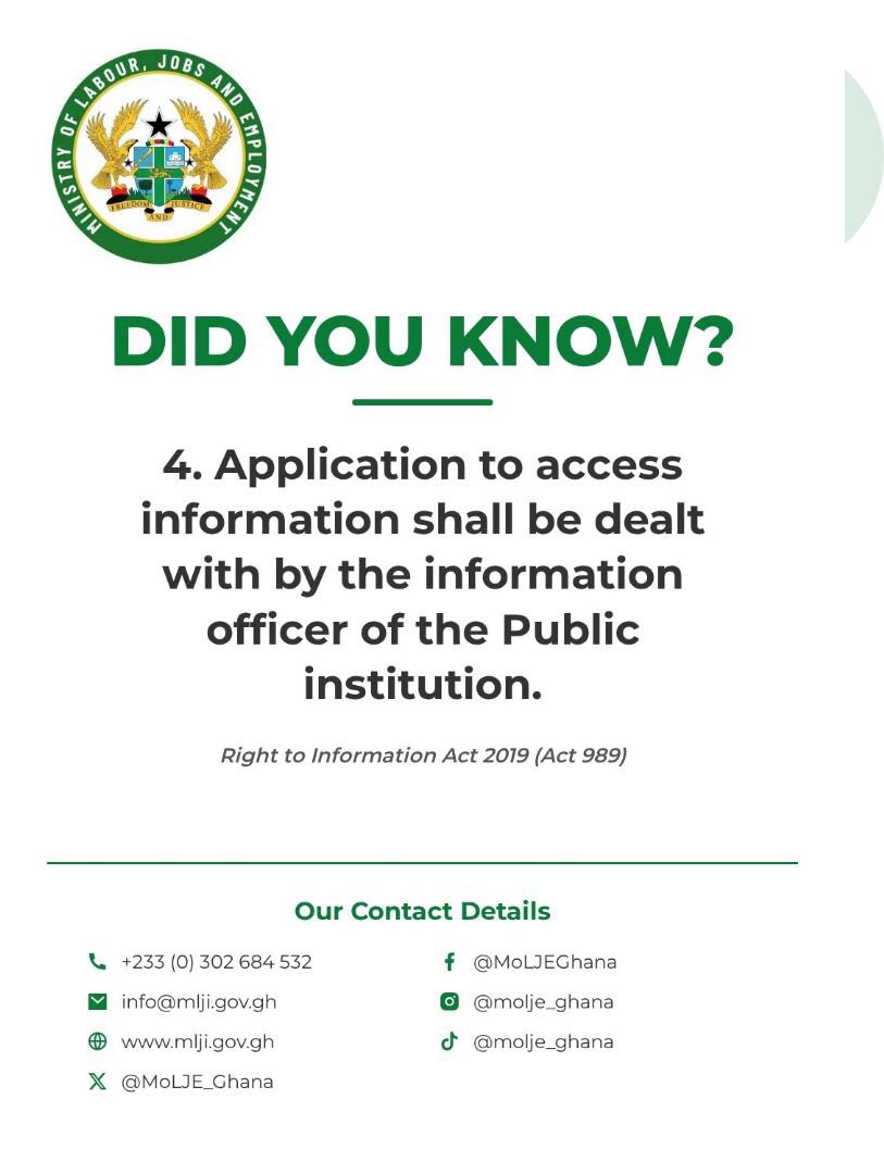Your right to know matters. 
Request information through the Information Officer under the RTI Act, 2019.
