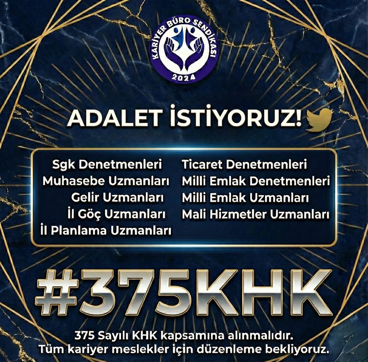 turbedarrr's tweet photo. @aktulgalibey Merkez–taşra ayrımı son bulsun, adalet 375 sayılı KHK’ye eklensin.
Çalışma barışı ancak böyle yeniden kurulabilir.
#375KHK
@RTErdogan
@avabdullahguler 
@HMBakanligi 
@memetsimsek 
@mehmedmus
@ahmethc 
@FUATUGUR 
@cemkucuk55 
@Deniz_Zeyrek https://t.co/pumUjlQDk7