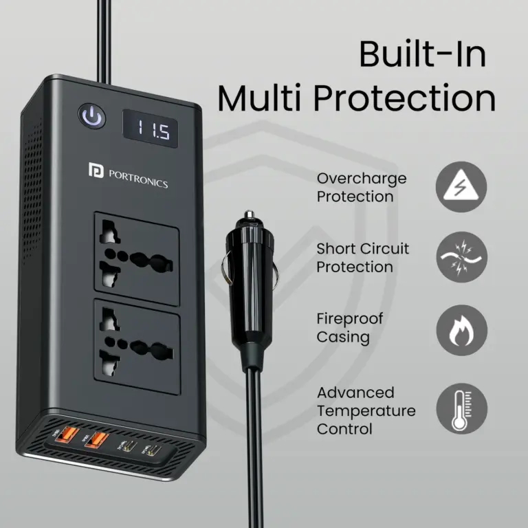 techfryerr's tweet image. Portronics launches Zaptor 200W car inverter with dual AC sockets and six outputs 👀

#portronics