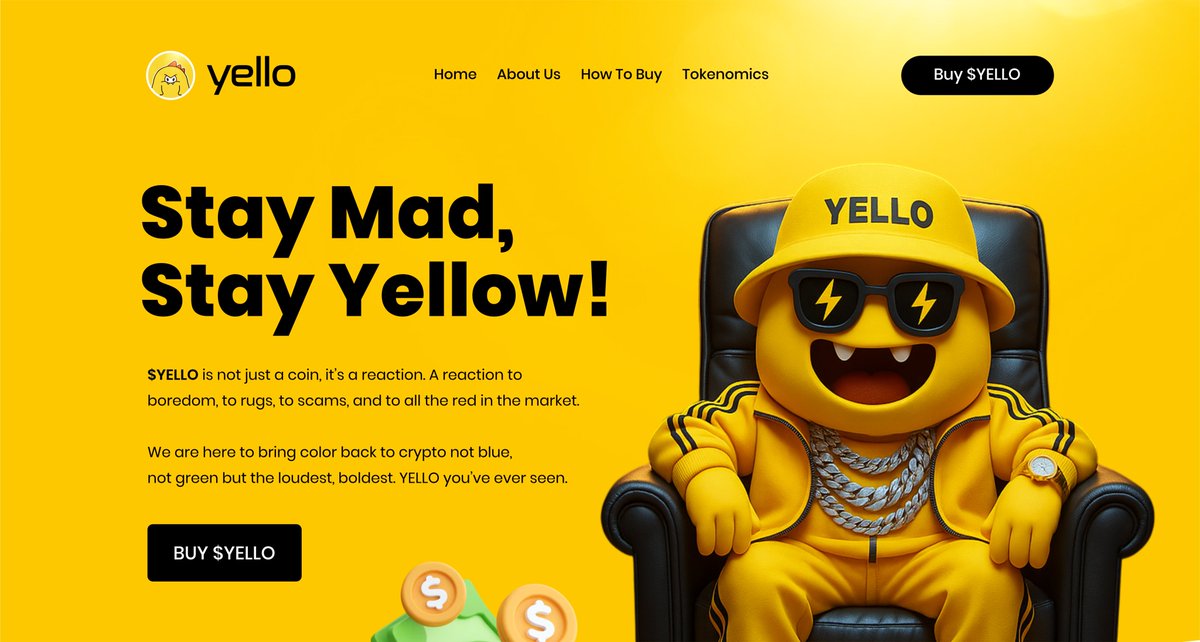 🚨 BIG NEWS 🚨

The official $YELLO website is now Live! 🔥

🌐Site: yelloyellow.xyz

Let's join $YELLO Community👇
t.me/TheYelloYellow

We will launch it in the next few days.

$YELLO - Stay Mad. Stay Yellow.🟡

<a href="/BNBCHAIN/">BNB Chain</a> <a href="/fourdotmemezh/">Four.meme-華語</a> <a href="/cryptobyHash/">Hash 加密</a> <a href="/NebOnChain/">Neb</a>