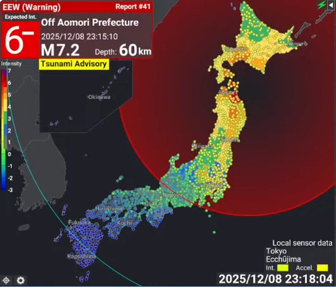 Ramon4lan's tweet photo. 🚨🚨🇯🇵 TERREMOTO DE MAGNITUDE 7.2 ATINGE O NORTE DO JAPAO AGORA! https://t.co/4NEfuJZMf1