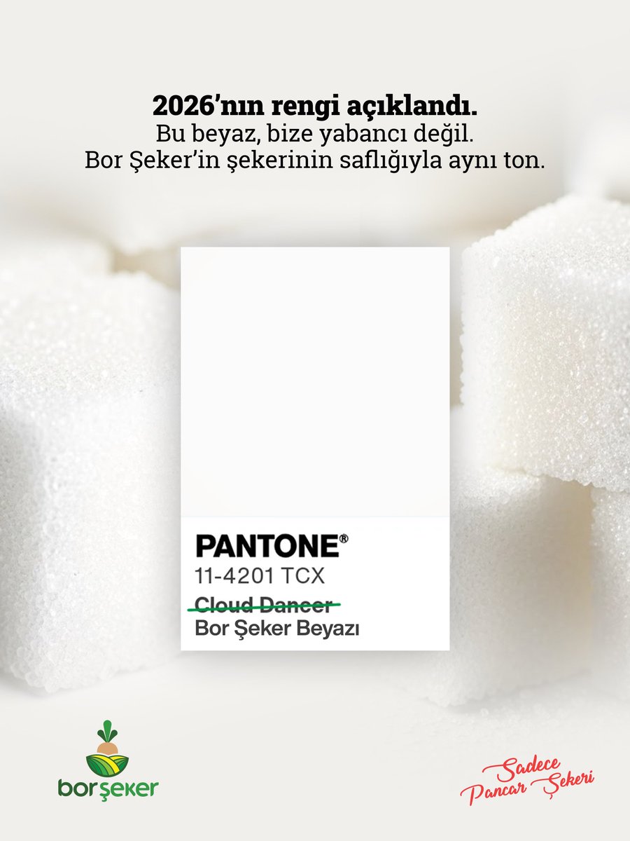 2026’nın yılı “beyaz” ile açılıyor. Bu bizim için her gün ürettiğimiz saflığın rengi.

#borşeker #pancarşekeri #şeker #küpşeker #sadecepancarsekeri #pantone
