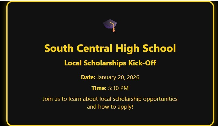 SCHSTrojanPride's tweet image. Local Scholarship Info Meeting
Jan 20, 2026
5:30 PM 
In HS Library