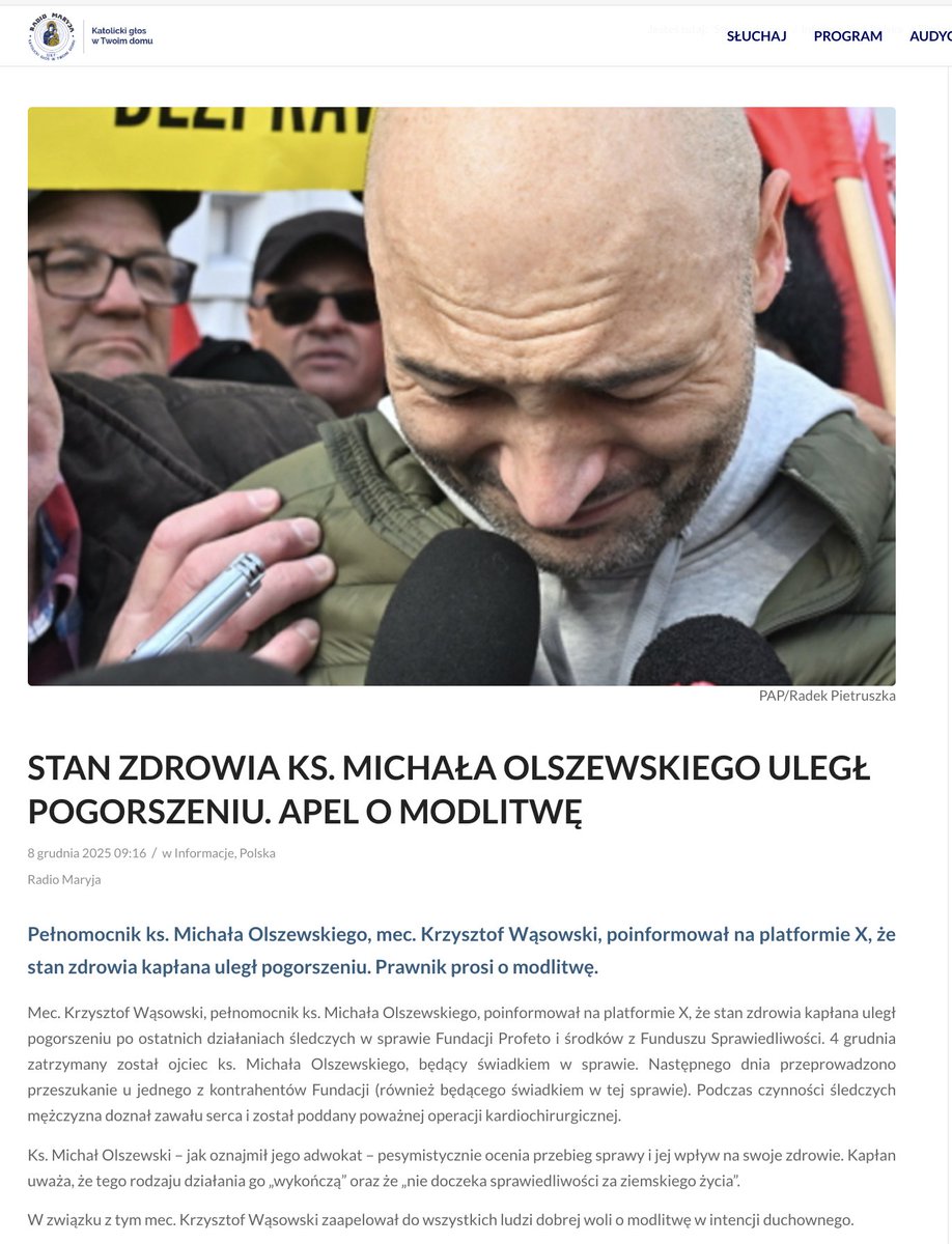 Gdy bezwstydnie gang Ziobry okradał Skarb Państwa, jakoś Michałowi O. zdrowie dopisywało. Pikanterii dodaje też postać jego obrońcy, mec. Krzysztofa W., któremu Prokuratura zarzuca prawnie brudnych pieniędzy. Wszyscy do tej sprawy nagle zapadają na zdrowiu, istny dopust Boży.