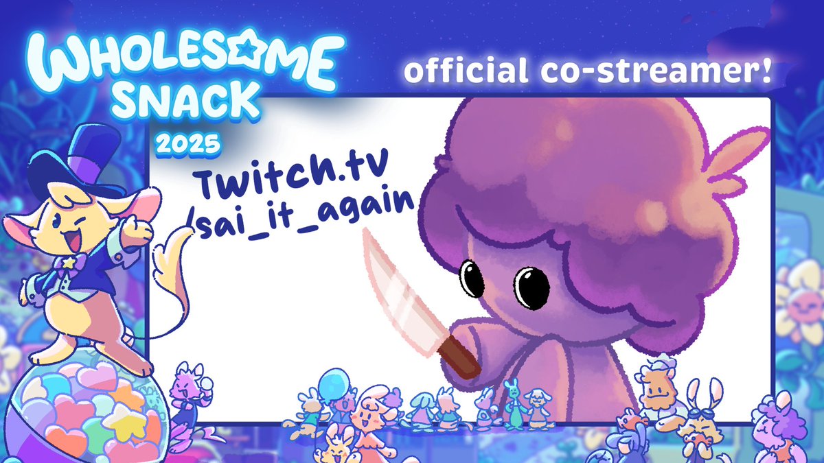 sai_it_again's tweet photo. Do you know @_wholesomegames ?? 
It is one of my favorite gaming events! 
Aaaand... Your purple plushie will be an official co-streamer✨🎉
Let's watch the Wholesome Snack together on December 9th at 12pm PT / 3pm ET💕 https://t.co/YhjMYUrzfQ