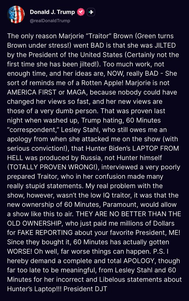 catturd2's tweet photo. LMAO - Trump calls MTG a low IQ traitor. 😂 https://t.co/VWQJozwqO7