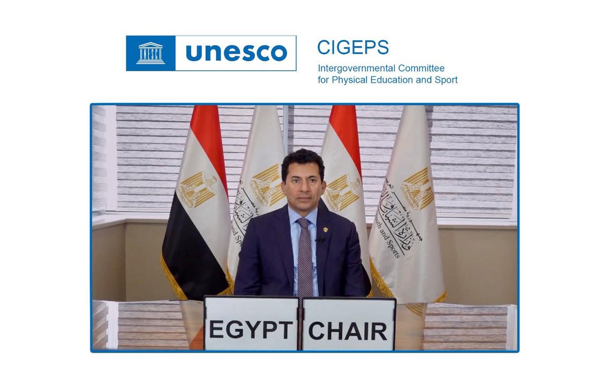 infradplus's tweet photo. *مصر تفوز برئاسة اللجنة الحكومية الدولية للتربية البدنية والرياضة باليونسكو*

*انتخاب الدكتور أشرف صبحي بإجماع الأصوات بمقر اليونسكو في باريس*

*د. أشرف صبحي: مسئولية أممية تُضاف إلى مهامي الوطنية كوزير للشباب والرياضة وتُعظم من دور وتمثيل مصر في المحافل الدولية* https://t.co/qd4lGvTteR