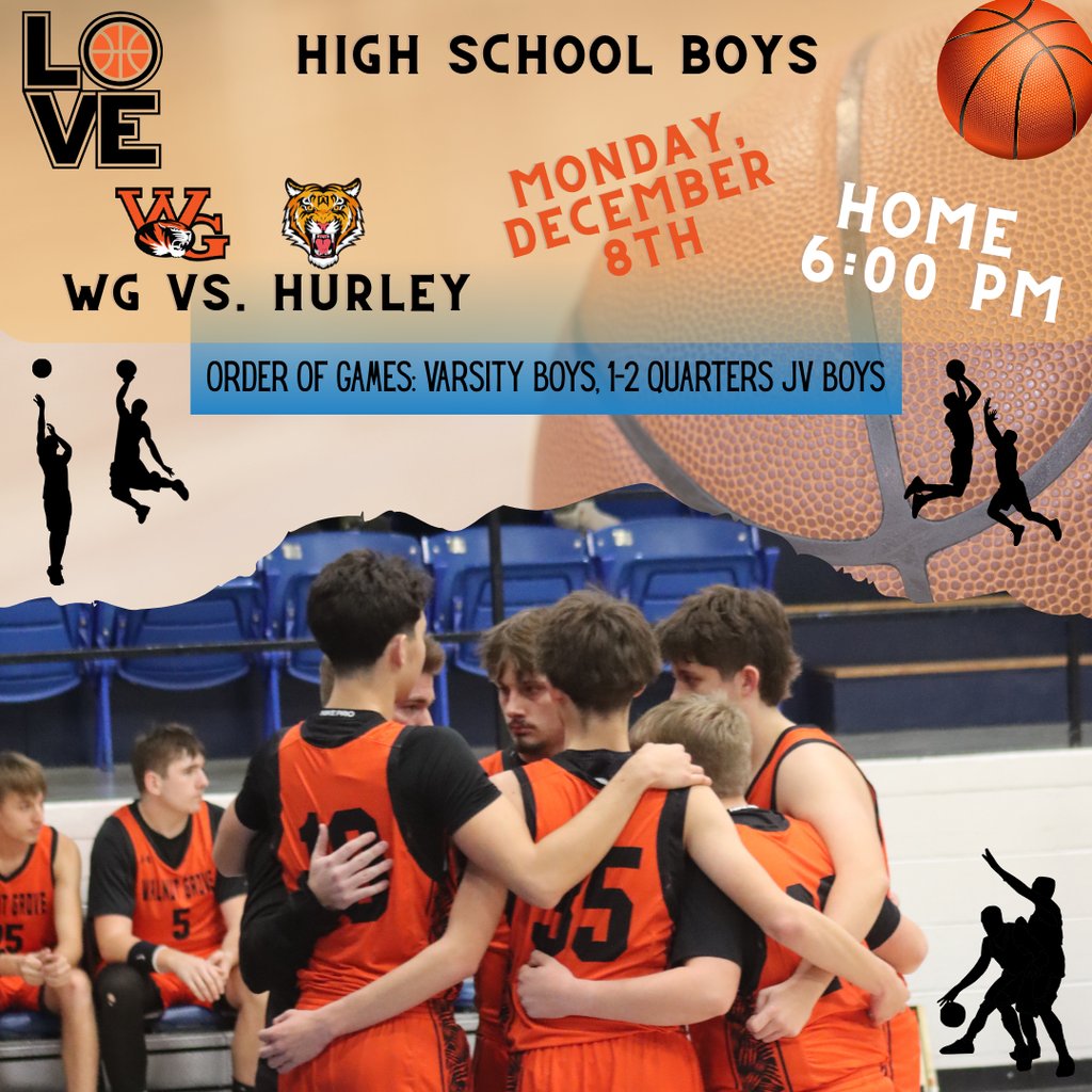 Home | HS Boys BB | WG vs. Hurley | Start time 6:00 p.m. | Order of Games: Varsity Boys, 1--2 quarters JV boys