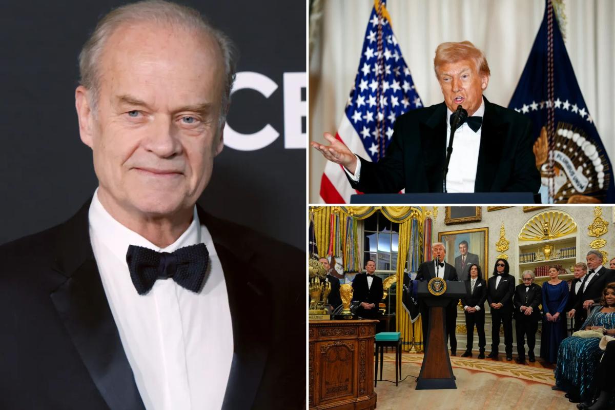 nypost's tweet image. Kelsey Grammer calls Trump ‘one of the greatest presidents we’ve ever had’ at Kennedy Center Honors trib.al/cMkgGEc