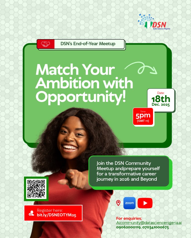 dsn_ai_network's tweet image. The future does not build itself. The skills you cultivate today will define your impact in 2026.

To shape tomorrow, one must step in prepared. Join the @dsn_ai_network Community End-of-Year Meetup to explore fresh strategies, connect with changemakers, and elevate your skills…