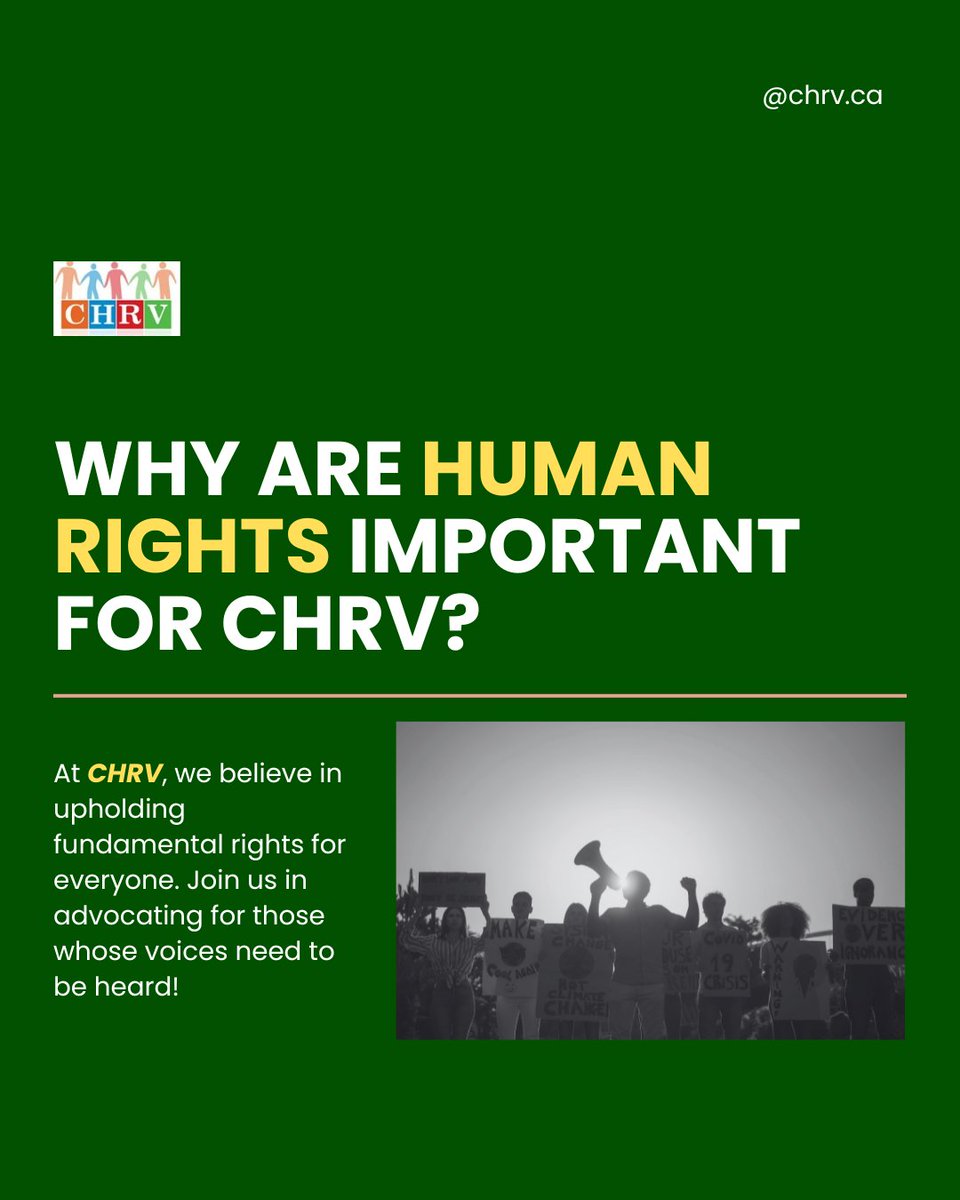 CHRVoice's tweet photo. At CHRV, we believe in upholding fundamental rights for everyone. ✊ Join us in advocating for those whose voices need to be heard!

Follow us and get involved: @chrv.ca https://t.co/hEu2SrP1Qa