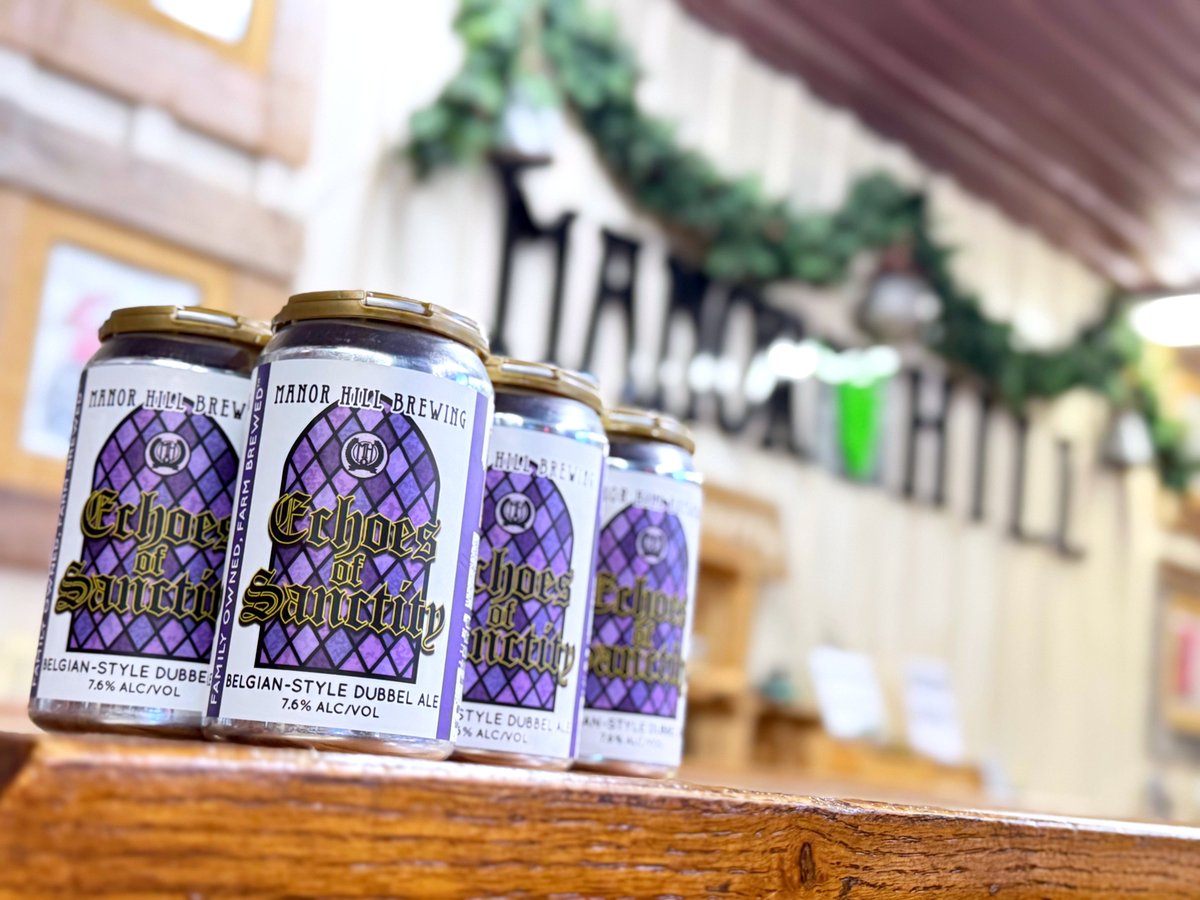 Good things take time, and this one is finally ready.  
Echoes of Sanctity (Belgian Dubbel, 7.6%) is ready to release  on (Second) Friday 12/12 at the Farm.  Prepare for notes of plump raisins, sweet dark toffee, cloves, nutmeg, and dried sweet cherries. Manorhillbrewing.com/farmvisit