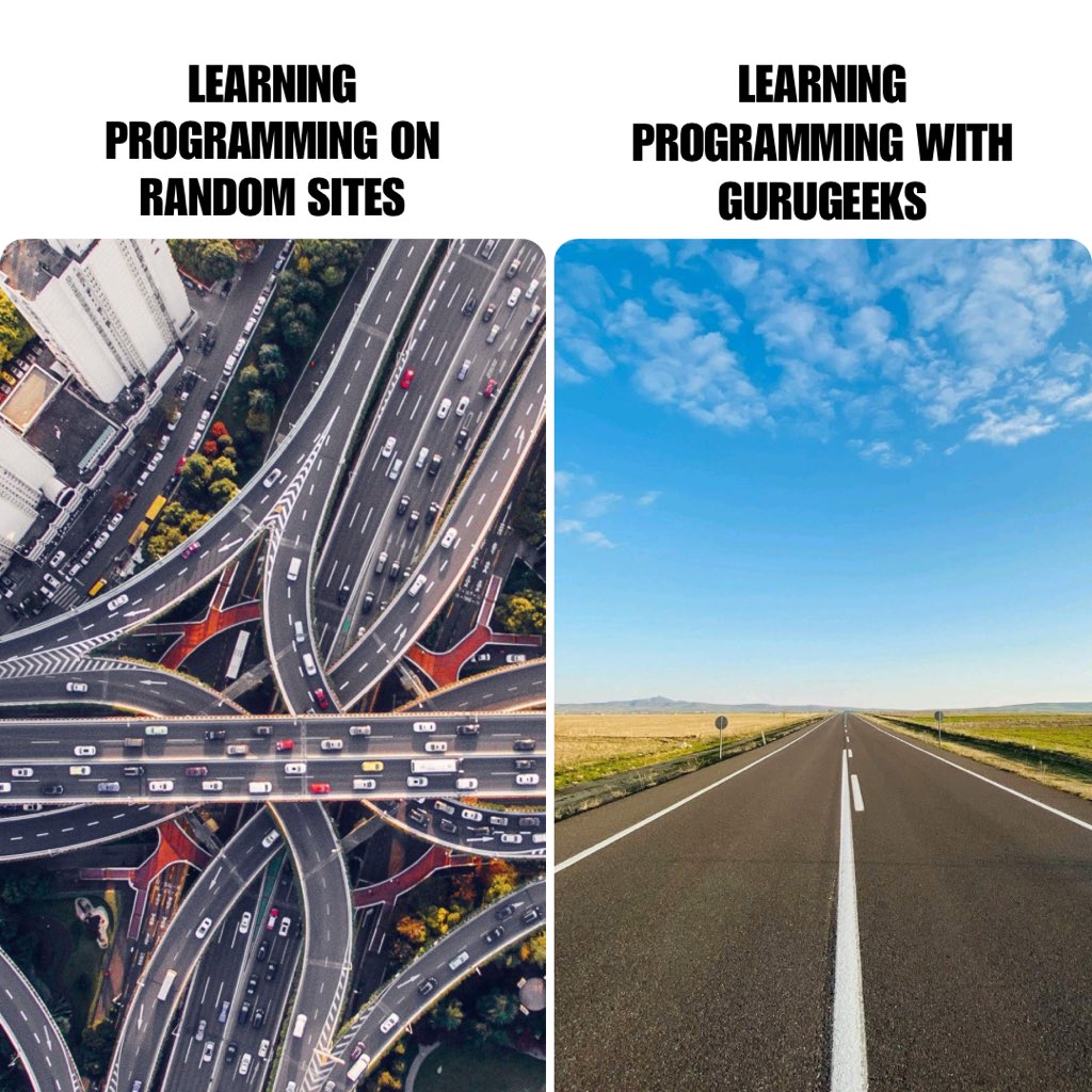 gurugeeks_info's tweet image. Learning programming on random sites can feel like a confusing road. 🚧
Take the straight path with Gurugeeks Academy: structured courses, 6-month internship, real industry experience, and 15% discount!

Enroll now → gurugeeksacademy.com/enroll

#LearnProgramming #TechSkills