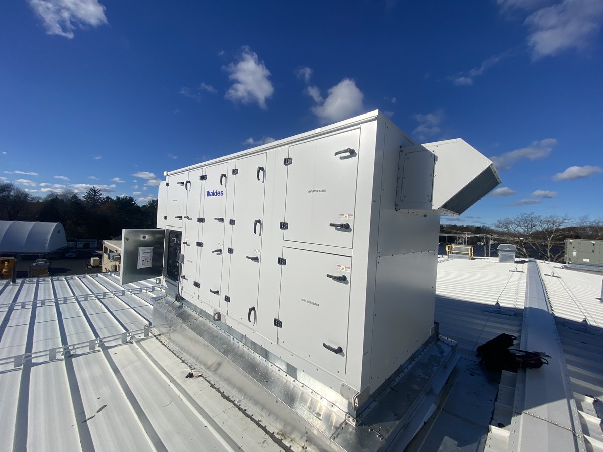 buckleyHVAC's tweet photo. Here's a recent installation at the Foxborough Department of Public Works project — featuring ALDES North America Heat Recovery Units and a Greenheck Energy Recovery Unit delivered to support high-performance ventilation and energy efficiency. https://t.co/7x3B1cgUrb