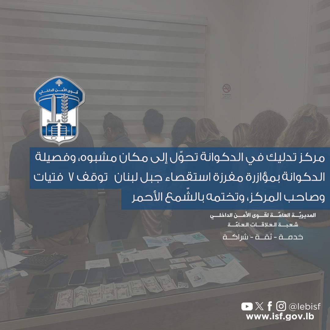 صورة نشرتها قوى الأمن للموقوفين. 