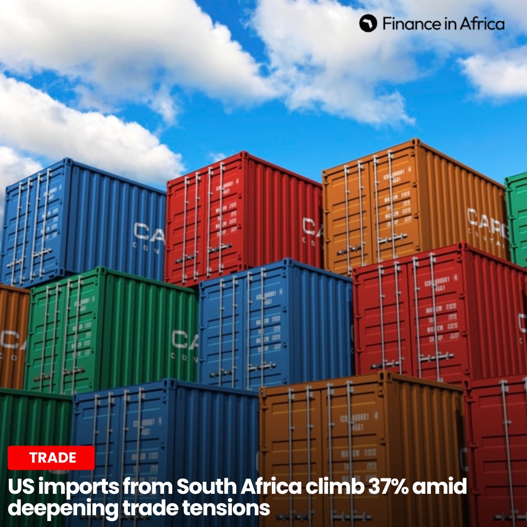 US-bound exports from South Africa surged 37% in the first ten months of 2025, rising from R12.4bn to R17bn even as Washington imposed new tariffs and trade barriers. Meanwhile, imports from the US dipped slightly over the same period.

Full story: financeinafrica.com/news/us-import…