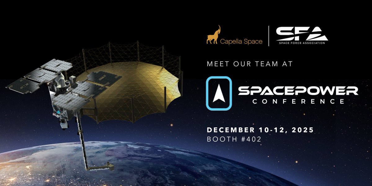 capellaspace's tweet image. We’re at the @SpaceForceAssoc #SpacepowerConference this week.

Let’s talk real-world mission needs and bespoke space solutions shaping Allied spacepower.

📍 Booth 402
