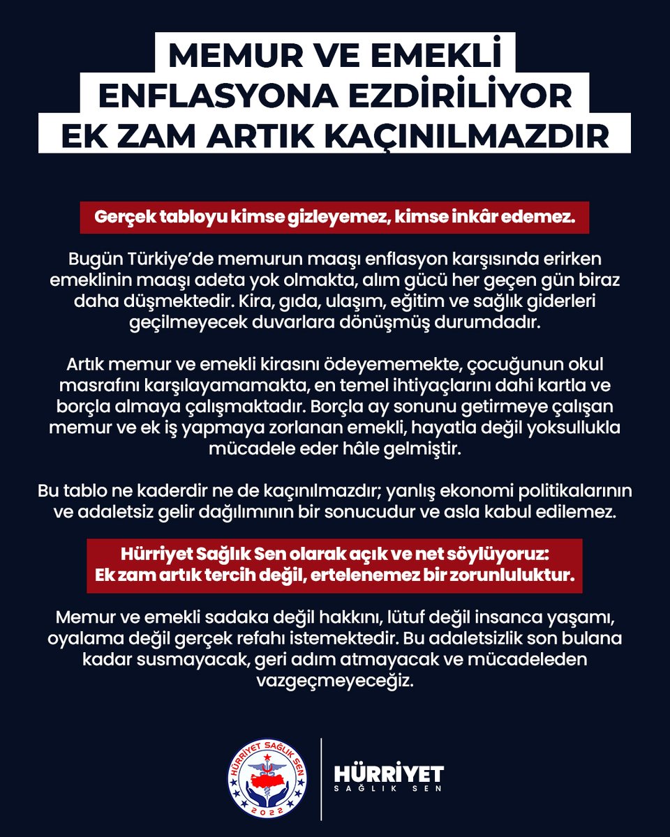 hursagliksen's tweet photo. MEMUR VE EMEKLİ ENFLASYONA EZDİRİLİYOR! EK ZAM ARTIK KAÇINILMAZDIR! https://t.co/kMU9guDccg