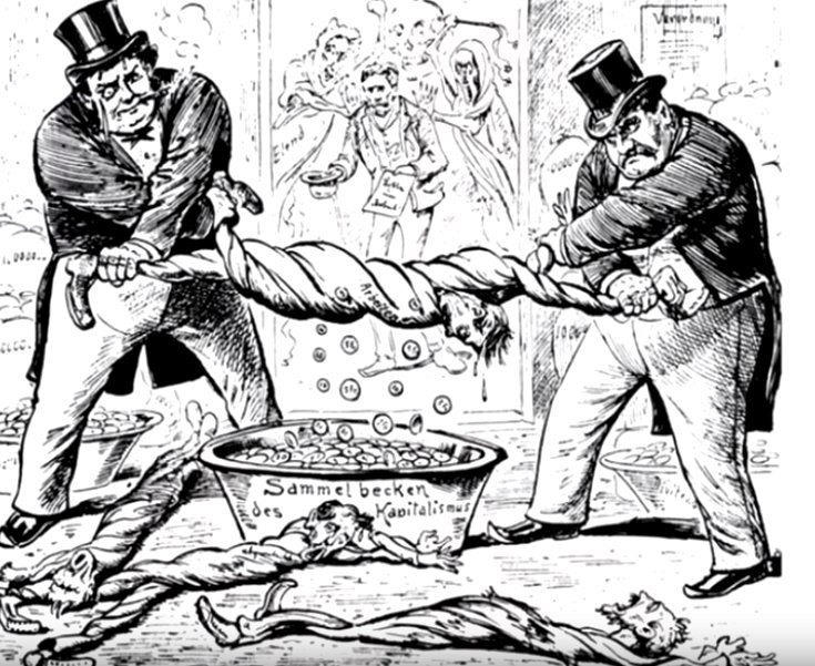 Когда капиталисты поняли, что люди стали слишком умные, чтобы работать за сегодняшнюю зарплату, он устроили войны по всему миру чтобы опустить общий уровень жизни. И со временем, навоевавшись, настрадавшись от всего этого, остатки людей захотят работать даже за еду.