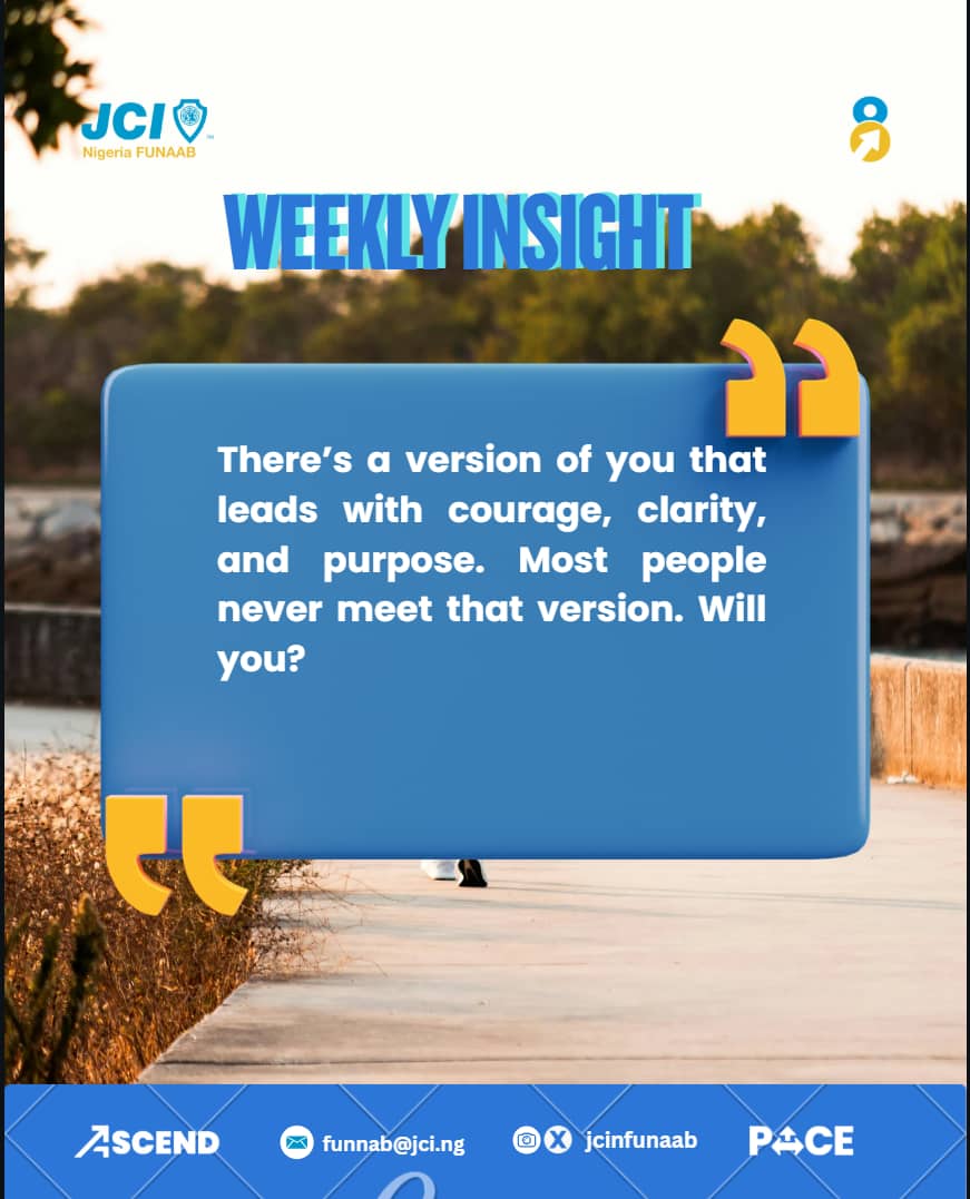 jcinfunaab's tweet photo. True leadership is demonstrated when individuals embrace their purpose with strength and conviction.
Step forward with confidence, rise to the challenge, and lead with intent–because today’s actions shape tomorrow’s legacy💙
#WeeklyInsight
#PACE
#ASCEND
#ELV8
#JCINFUNAAB https://t.co/GRLgas5iHq