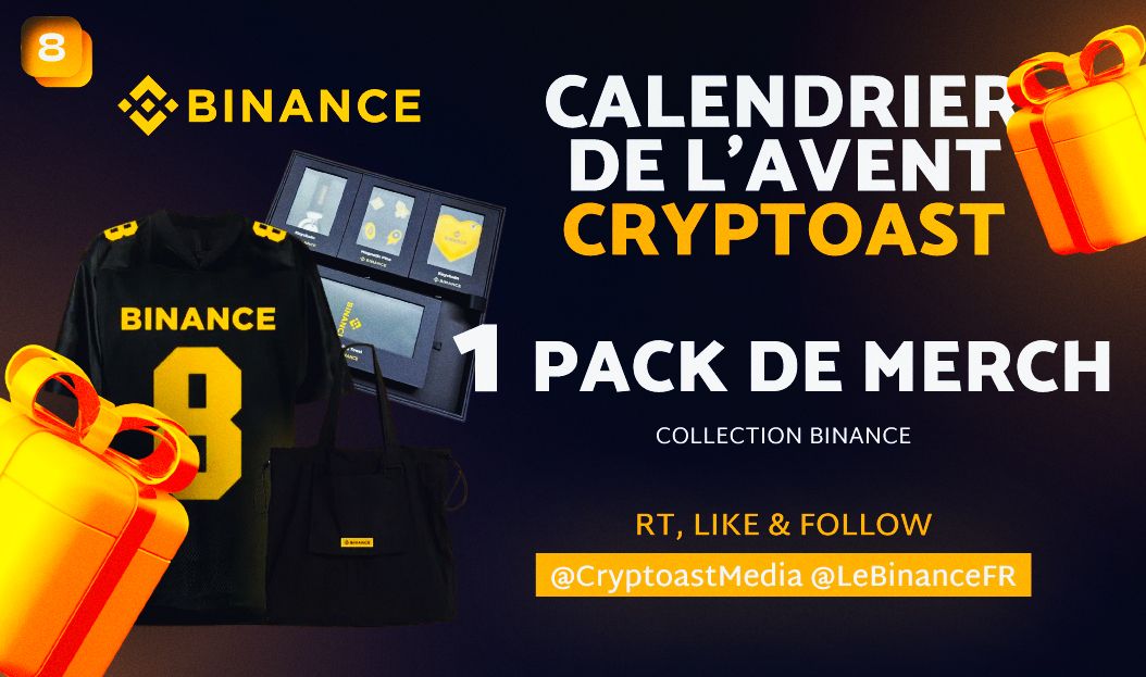 CryptoastMedia's tweet image. 🎁 Calendrier de l'avent Cryptoast 🎁

Jour 8 :

- 1 pack de merch ultra rare de Binance

Pour participer :

- Follow @LeBinanceFR &amp;amp; @CryptoastMedia
- Like &amp;amp; RT ce post 💞

Tirage au sort : 26 décembre 🎅

Bonne chance à tous 🍀