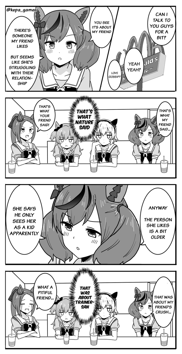 Umamusume English Translation
"Nature talking with her friends"
#NiceNature
#Umamusume
#UmaTranslations
#英訳
