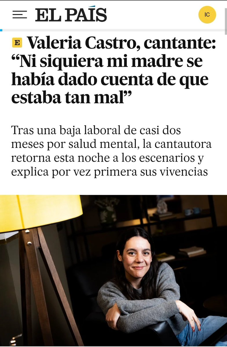"Nadie te enseña a manejarte en un mundo laboral tan raro y expuesto, tan capitalista y propenso al vértigo".

Hoy, en Vigo, <a href="/valeriacasrod/">Valeria Castro</a> retoma su gira.

Ha charlado con <a href="/fneirad/">Fernando Neira</a> sobre los motivos que la llevaron a romperse y cómo se ha recuperado.

elpais.com/cultura/2025-1…