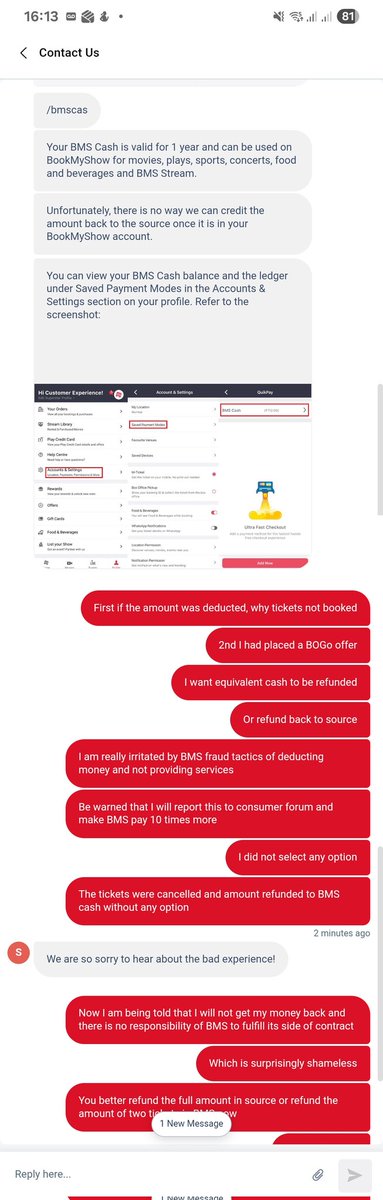 realpulkitgarg's tweet photo. New fraud by @bookmyshow. If u book ticket using BOGO on credit card, it won't book and refund in BMS cash, not in source. Now you can book only 1 ticket again and not two tickets as before. 
Time to go back to good old ticket counters. Avoid Bookmyshow. https://t.co/Oojvg6uqK6